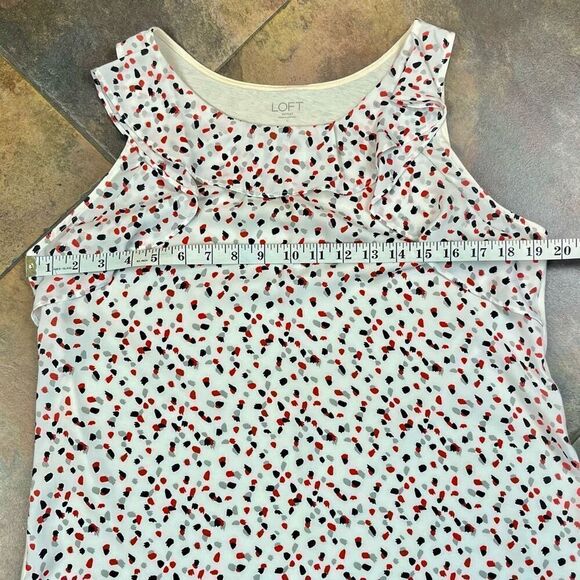Loft Sleeveless Ruffle Spotted Blouse Large - Picture 4 of 8